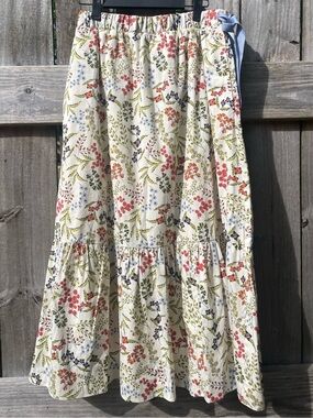 Spartina 449 Cream Maxi Skirt with Pink, Orange, Green and Blue Floral Print